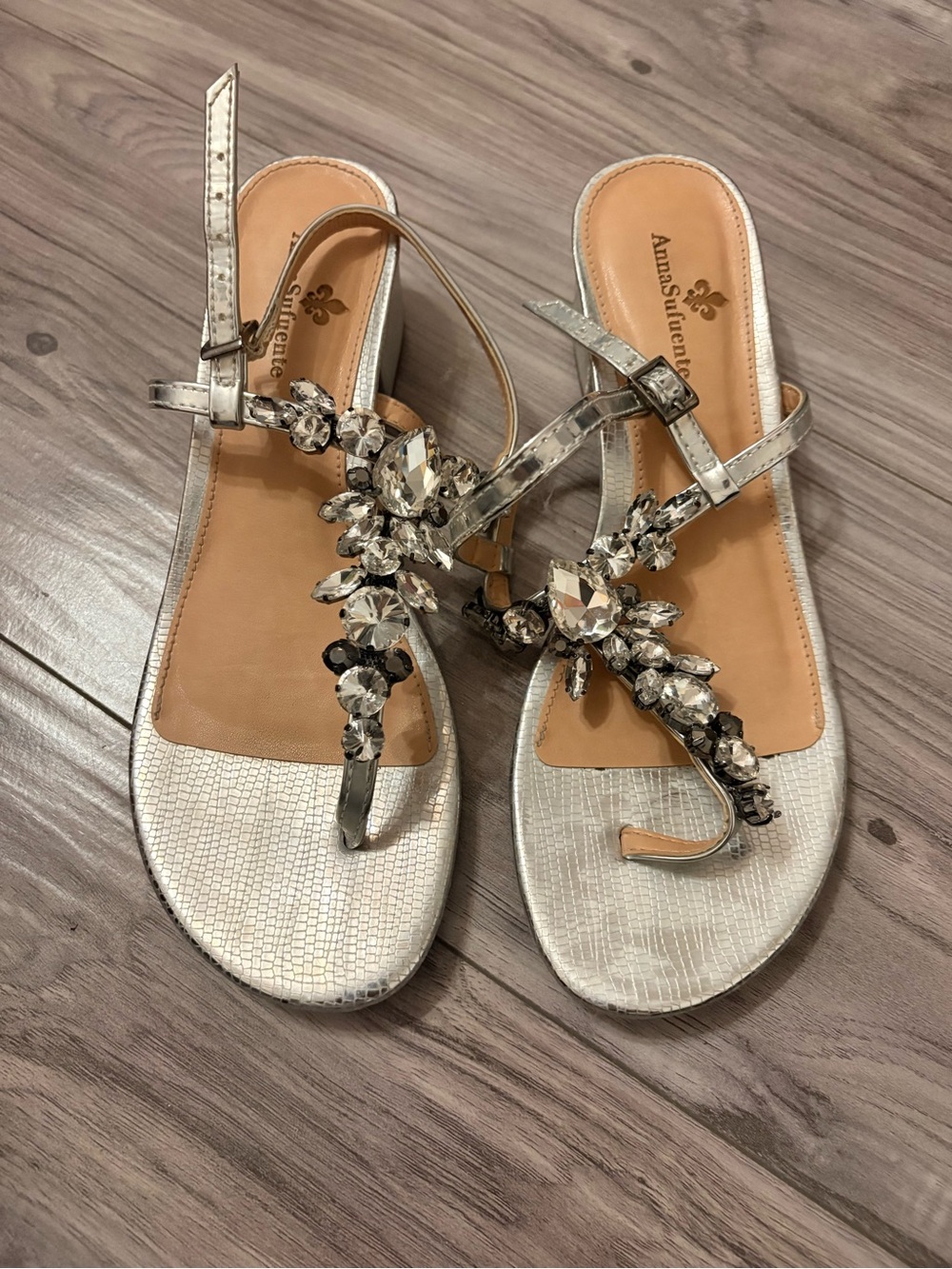 Silver Sandals - 1 Jewelled Sandal and another Silver Wedge Sandal